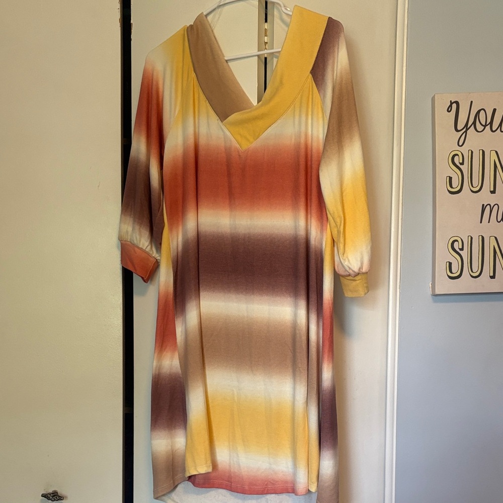 Multicolor V-Neck Dress